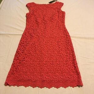 Ralph Lauren Coral Lace Midi Dress; NWT; Size 8